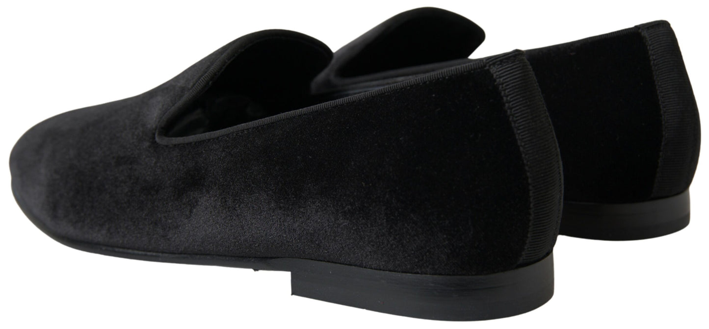 Dolce & Gabbana Zwarte Vilt Slippers Formele Schoenen