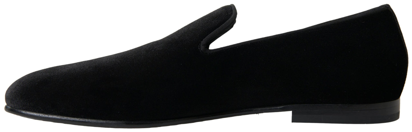 Dolce & Gabbana Zwarte Vilt Slippers Formele Schoenen