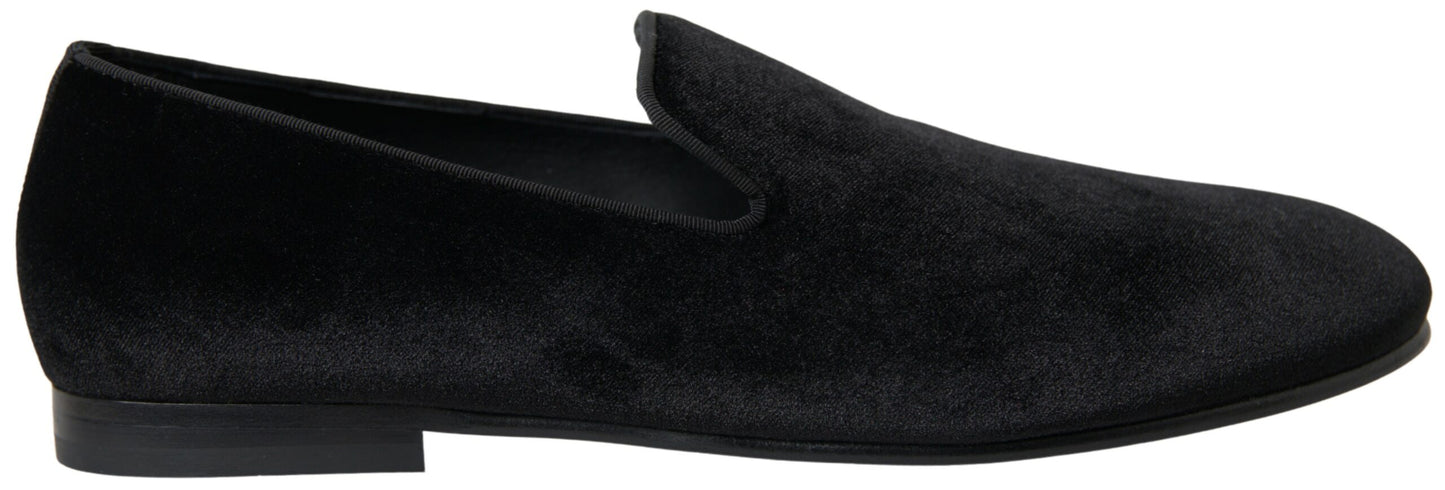 Dolce & Gabbana Zwarte Vilt Slippers Formele Schoenen