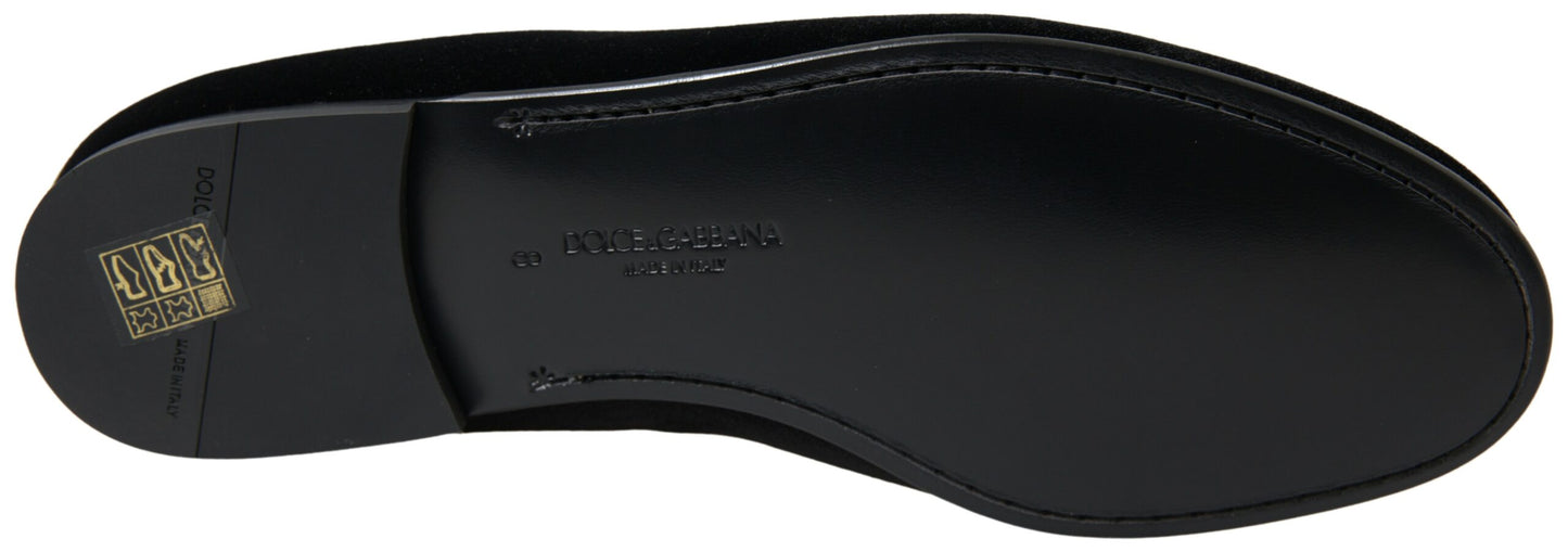 Dolce & Gabbana Zwarte Vilt Slippers Formele Schoenen