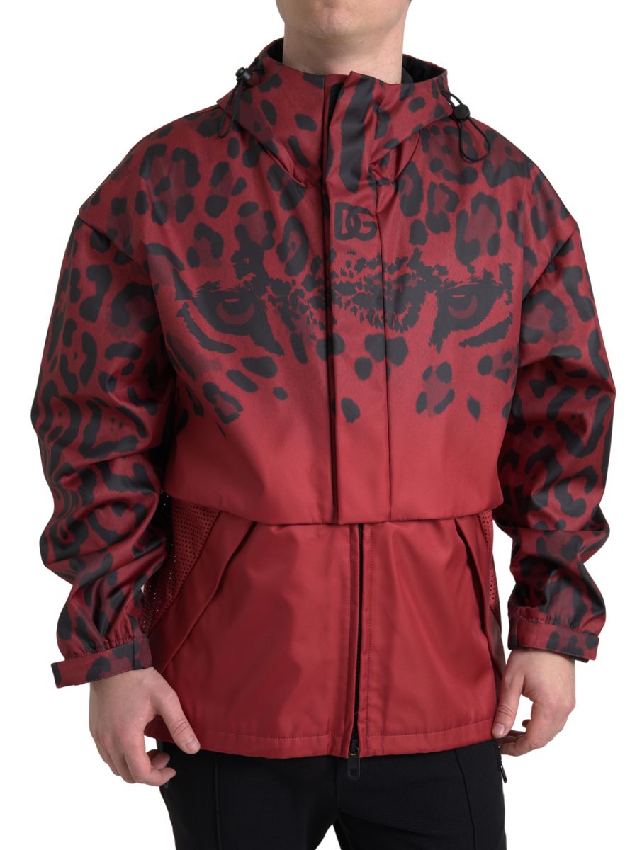 Dolce & Gabbana rode regenjas met capuchon en luipaardprint