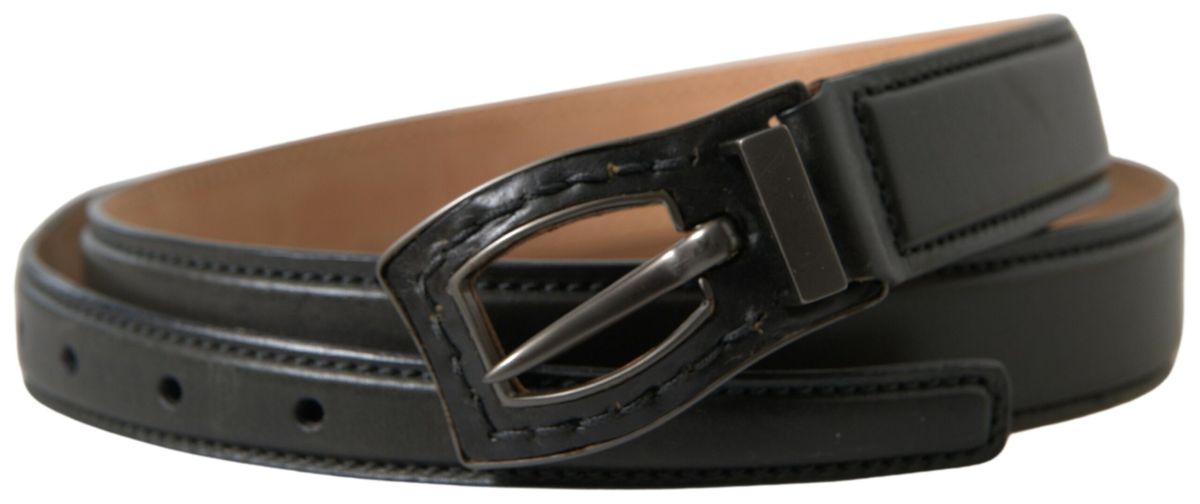Ermanno Scervino Cintura riem van zwart leer met metalen gesp