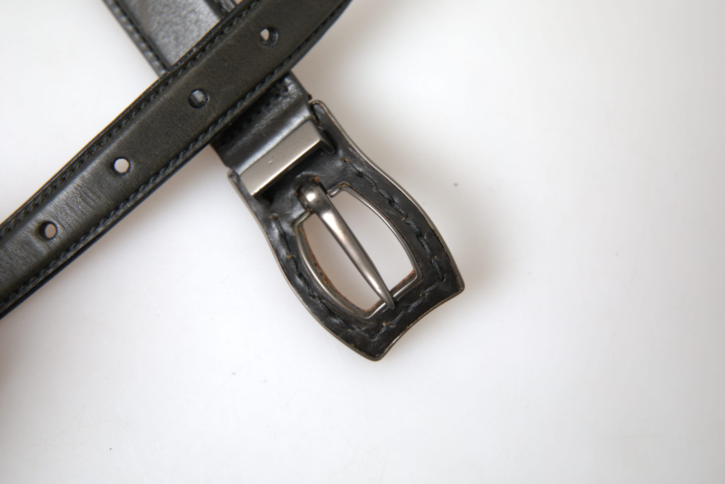 Ermanno Scervino Cintura riem van zwart leer met metalen gesp