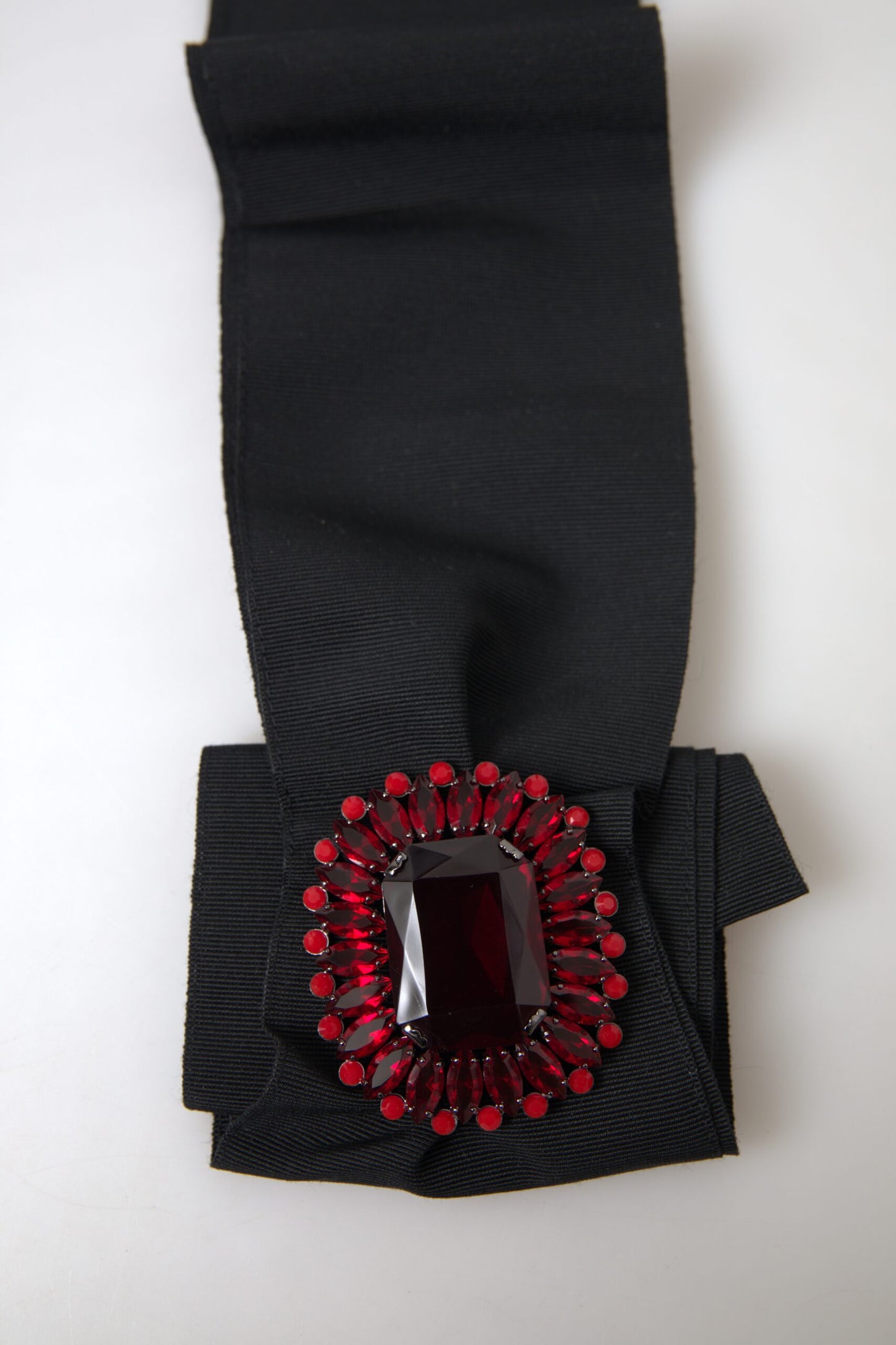 Dolce & Gabbana Zwarte Kristallen Messing Brede Taille Runway Riem