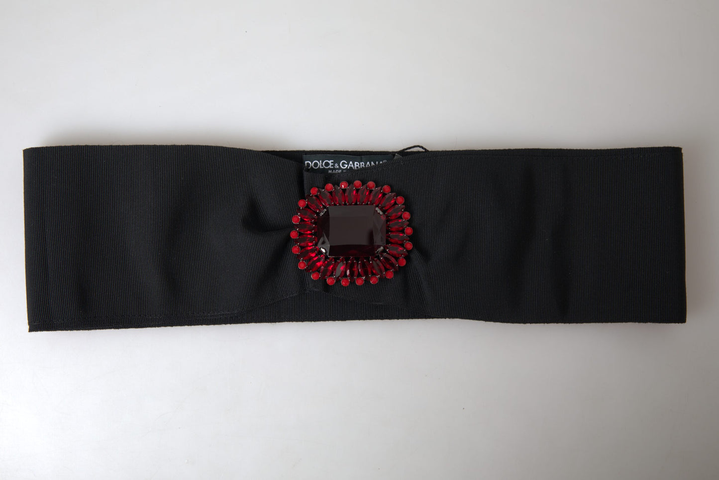 Dolce & Gabbana Zwarte Kristallen Messing Brede Taille Runway Riem