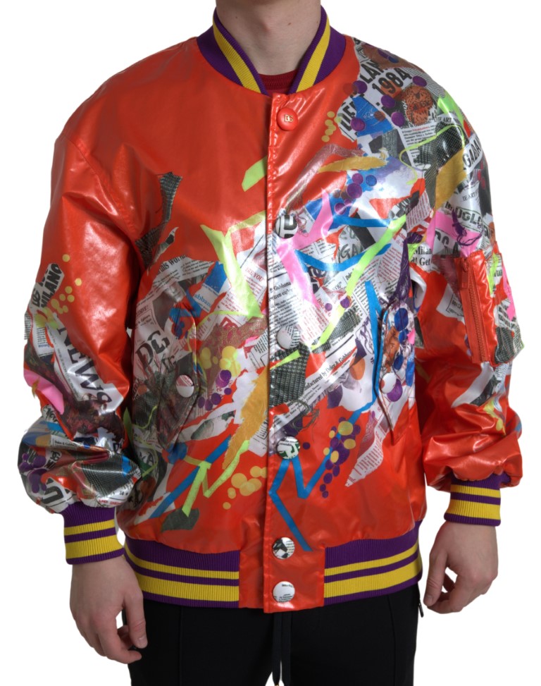 Blouson à boutons en polyester orange de Dolce & Gabbana