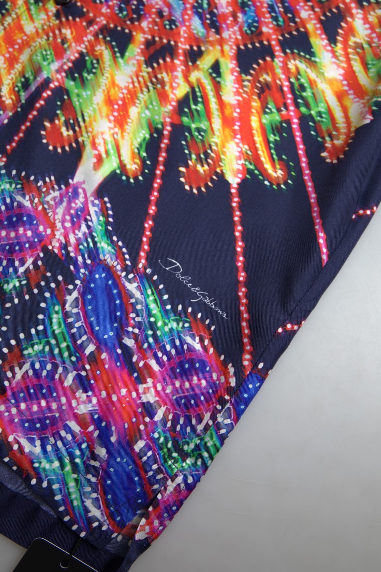 Dolce & Gabbana Heren Overhemd van Zijde met Multicolor Luminarie Print