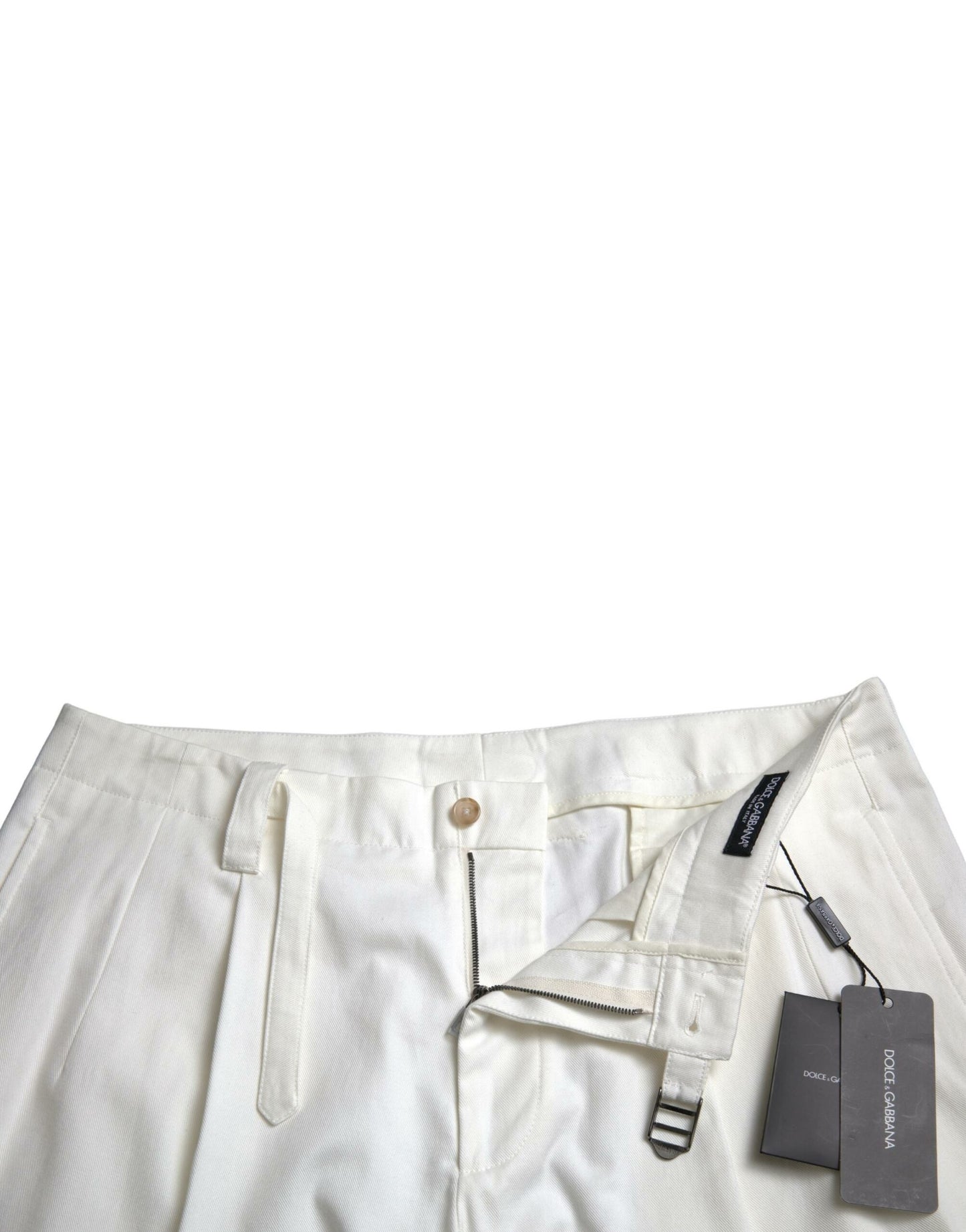 Shorts en jean bermuda pour homme en coton extensible blanc Dolce & Gabbana