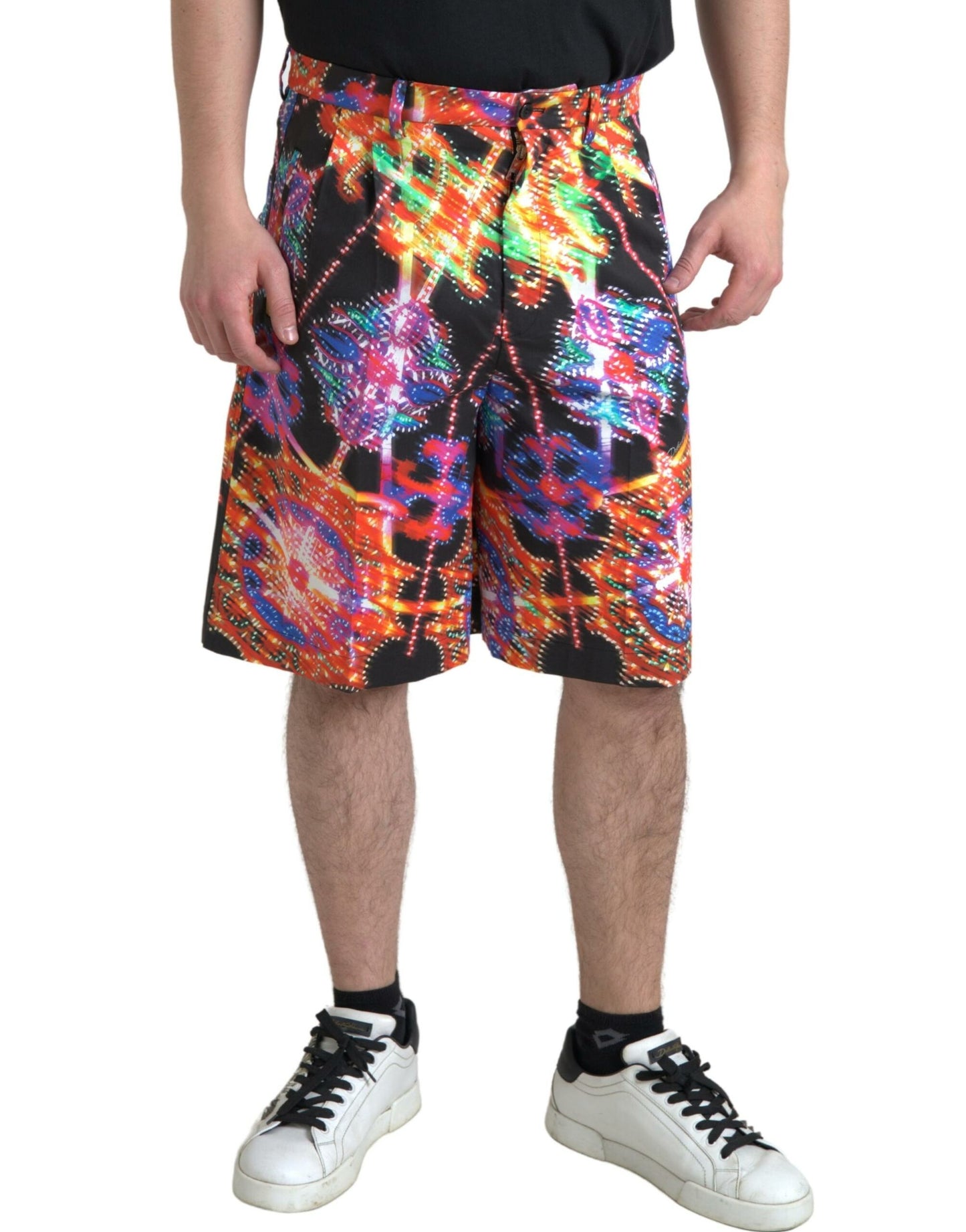 Shorts Bermuda en coton à imprimé multicolore pour homme de Dolce & Gabbana