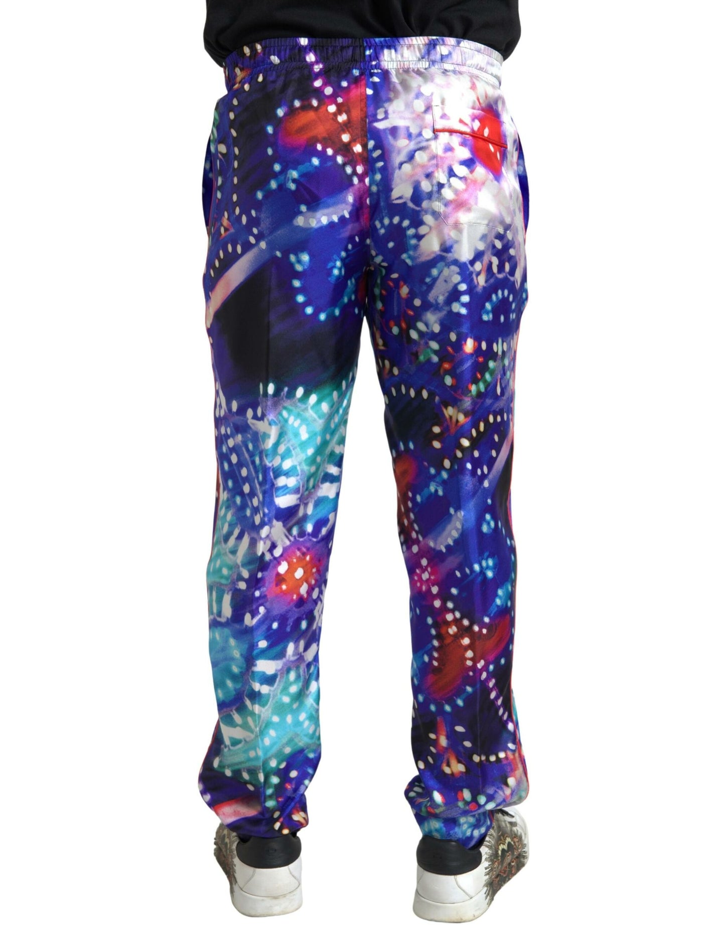 Pantalon homme en soie imprimée multicolore Dolce & Gabbana
