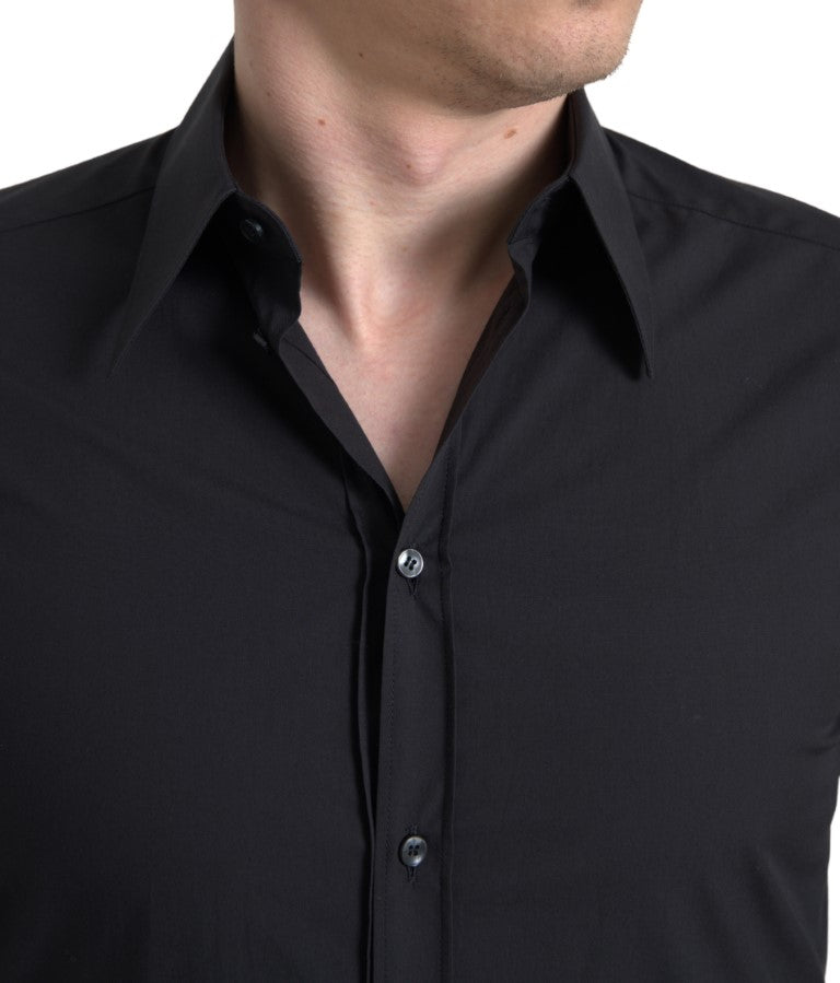 Dolce & Gabbana Martini overhemd voor heren, zwart katoen, lange mouwen