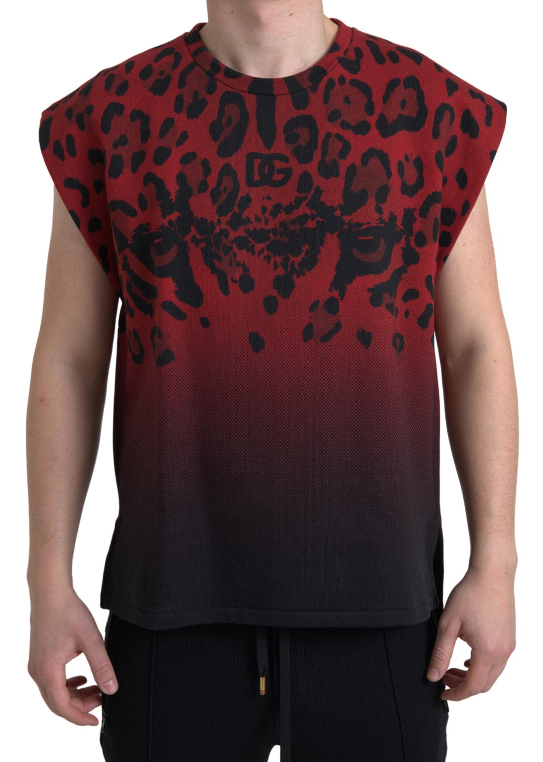 Dolce & Gabbana rood-leopard katoenen tanktop zonder mouwen