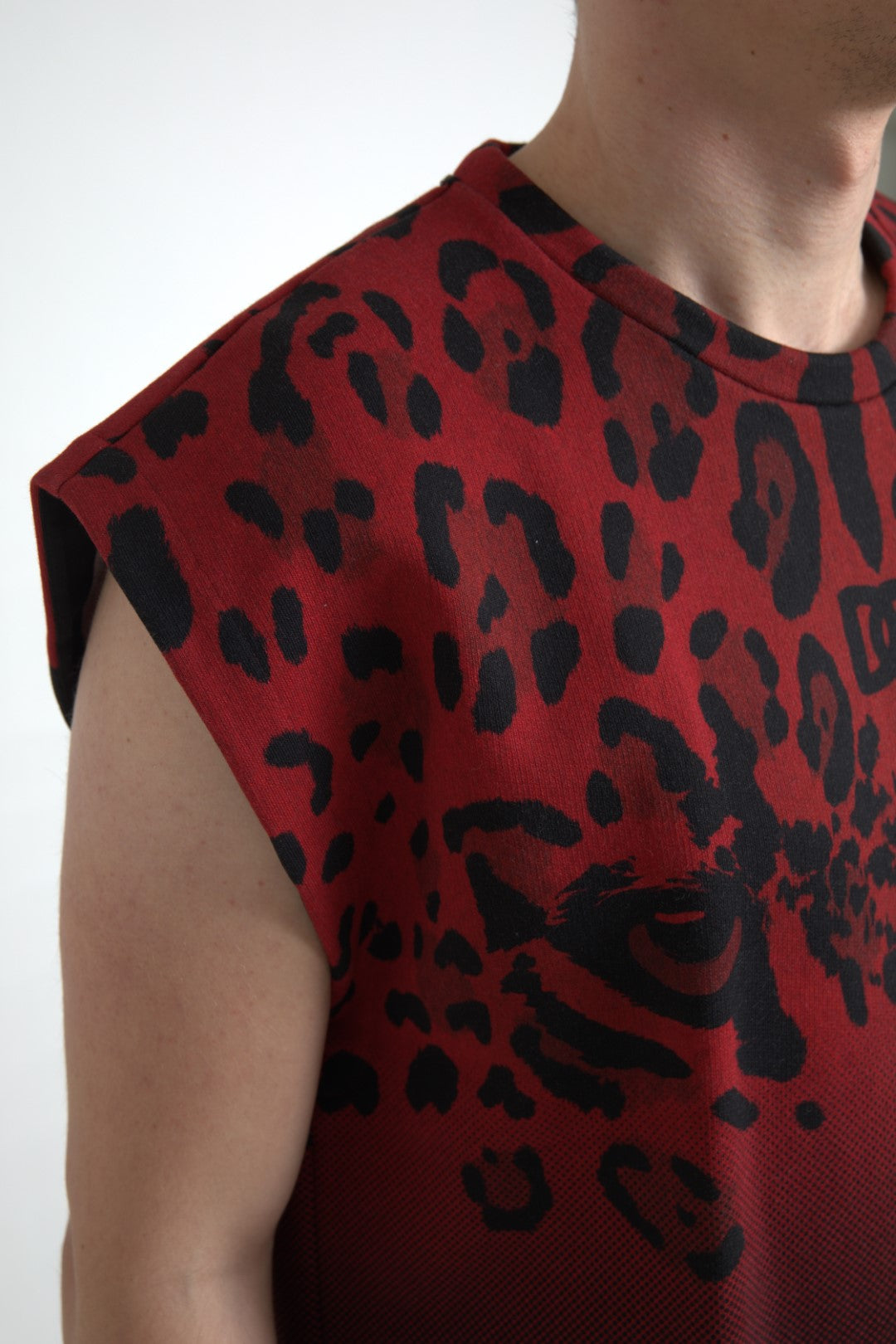 Dolce & Gabbana rood-leopard katoenen tanktop zonder mouwen