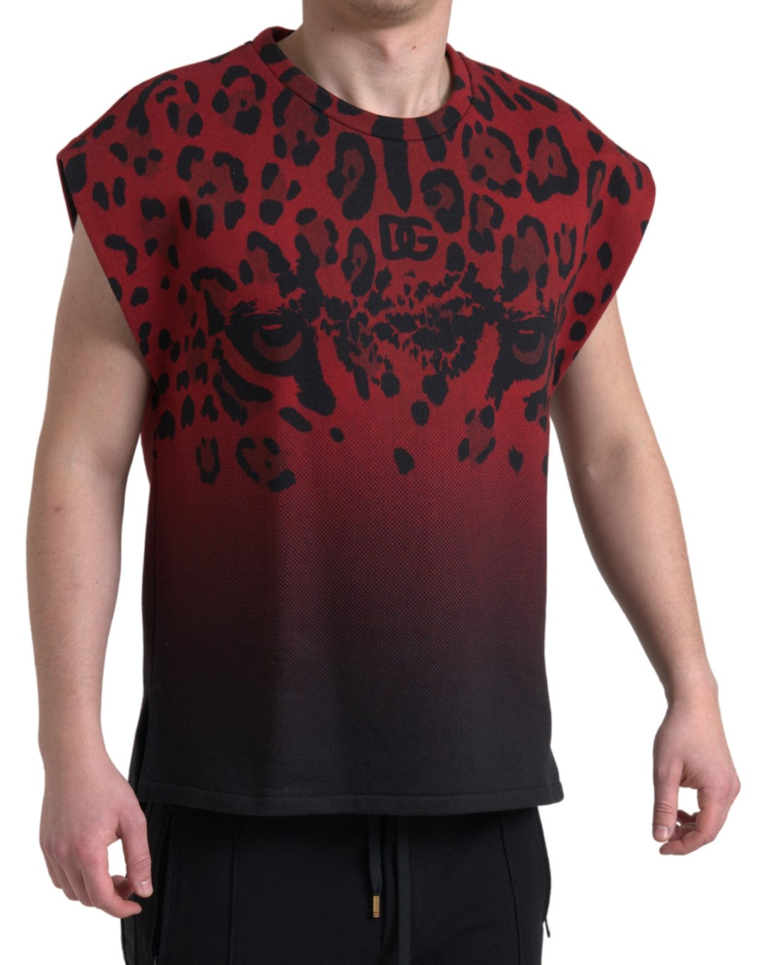 Dolce & Gabbana rood-leopard katoenen tanktop zonder mouwen