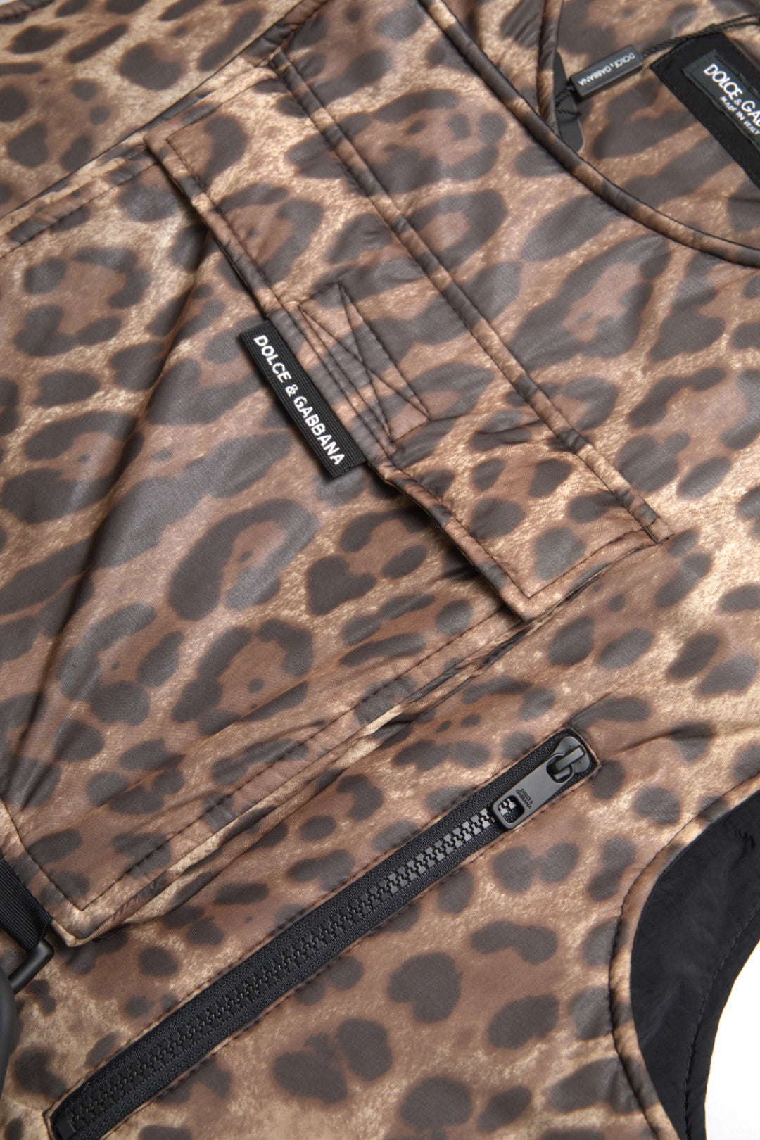 Vêtements de sport sans manches en soie marron léopard Dolce && Gabbana
