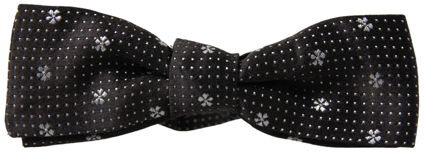 Nœud papillon ajustable en soie noire à motifs Dolce & Gabbana pour homme