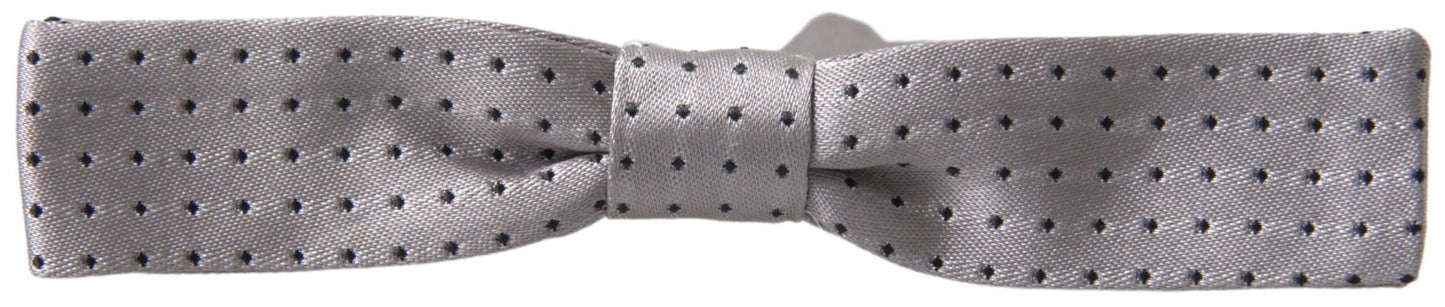 Nœud papillon ajustable en soie grise à pois Dolce & Gabbana pour homme