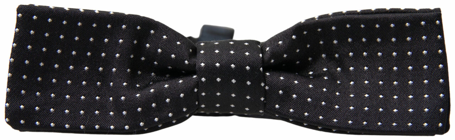 Nœud papillon ajustable en soie noire à pois Dolce & Gabbana pour homme