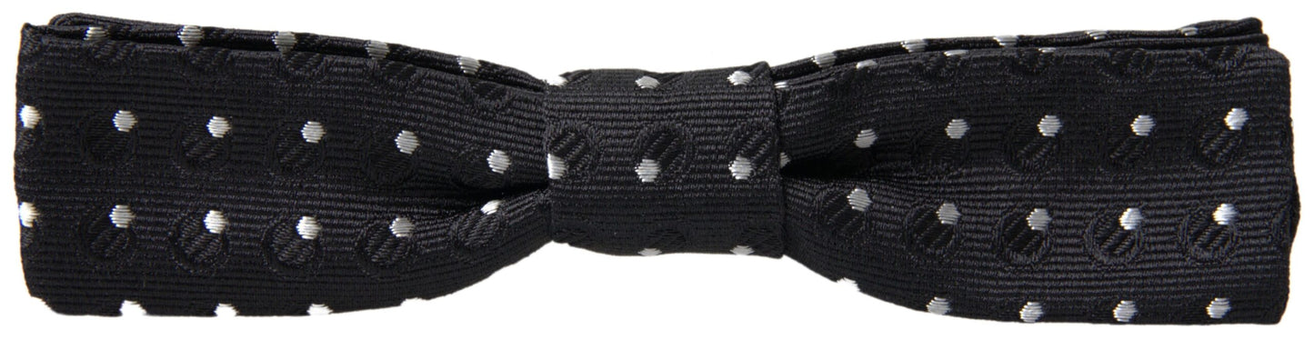Nœud papillon ajustable en soie noire à pois Dolce & Gabbana pour homme