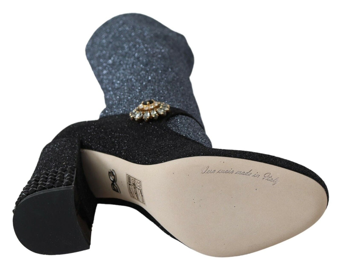 Dolce & Gabbana Zwarte Mary Jane-laarzen met kristallen