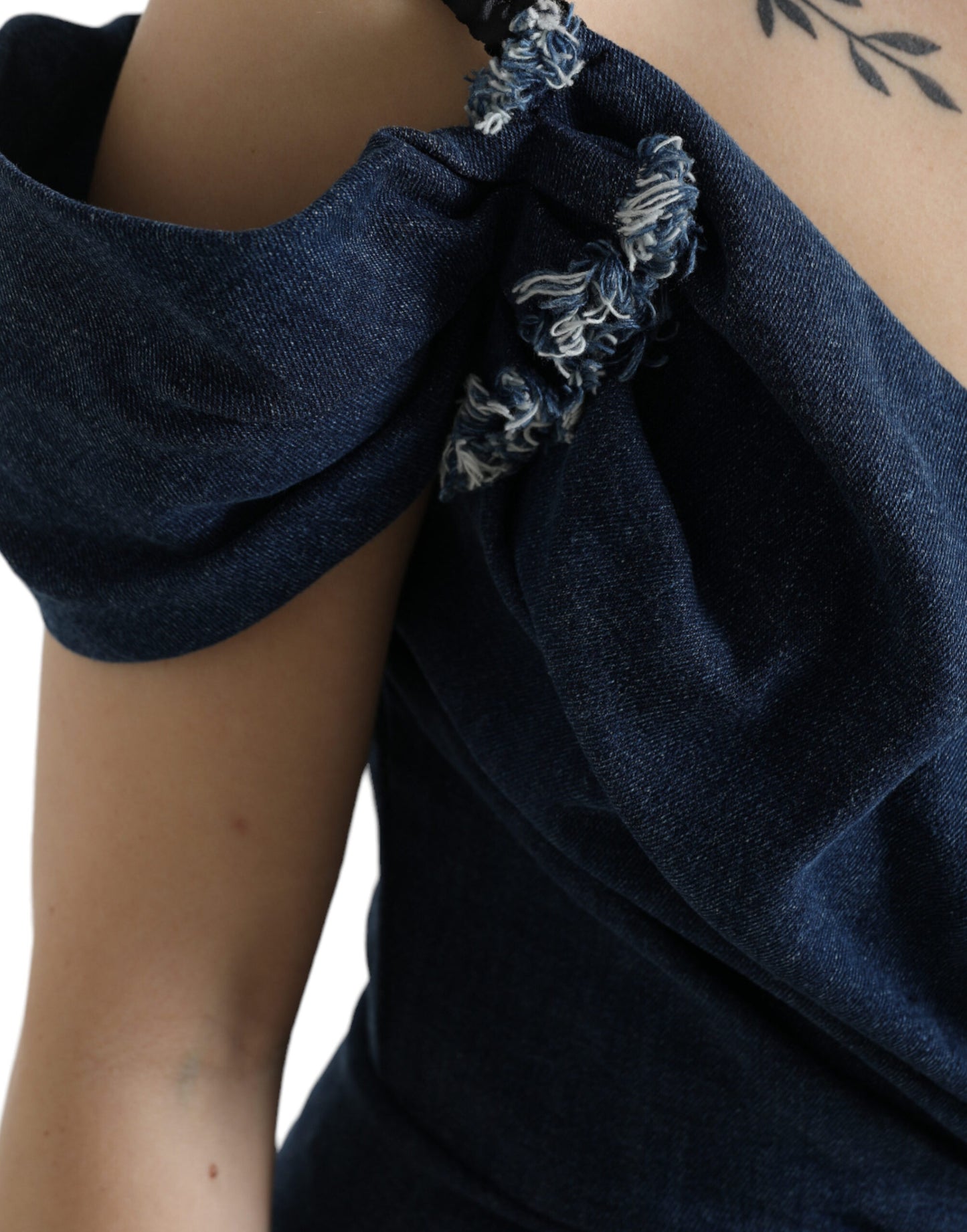 Dolce & Gabbana blauwe patchwork denim minidoekjurk met twee kleuren