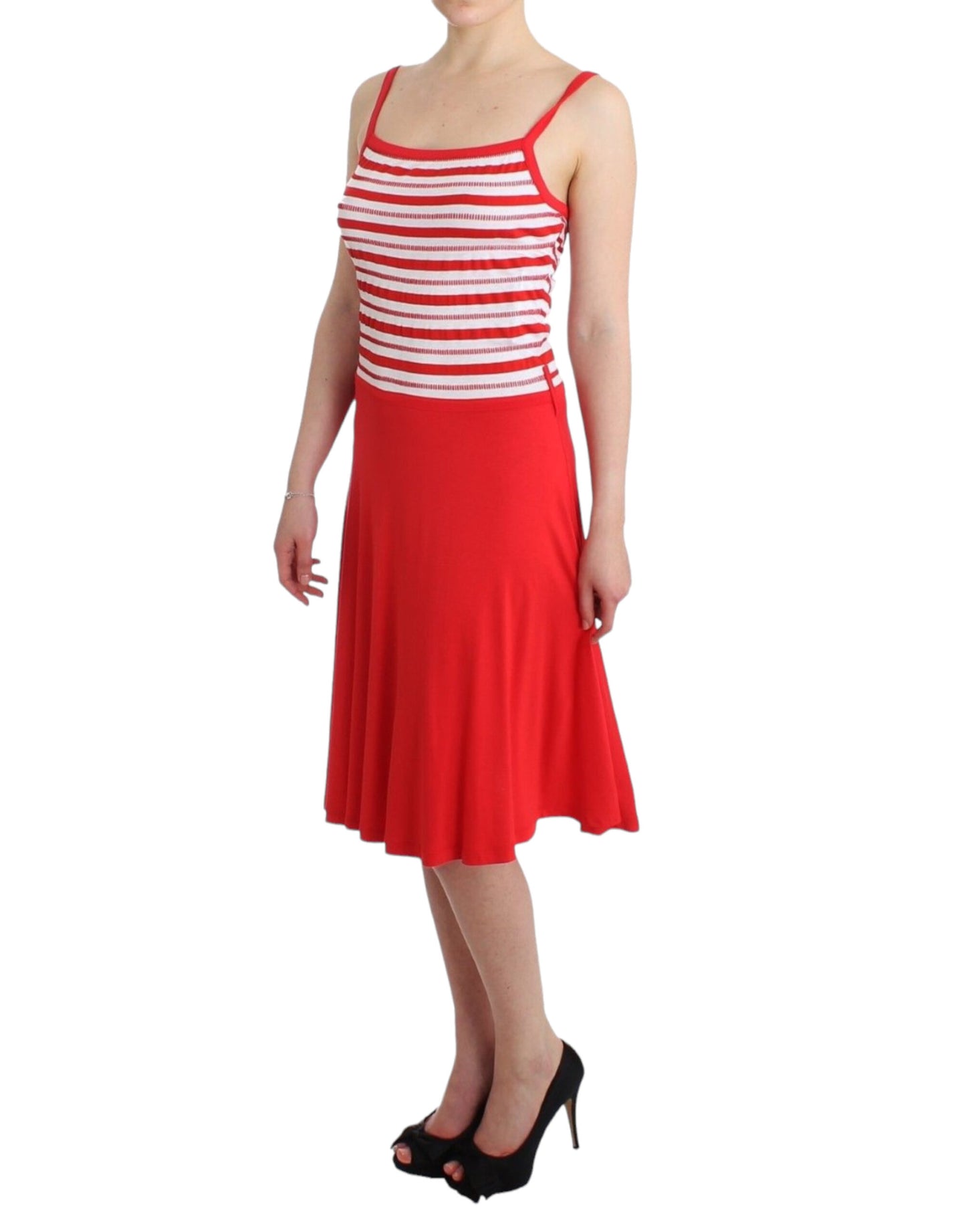 Roccobarocco Robe trapèze en jersey rayé rouge
