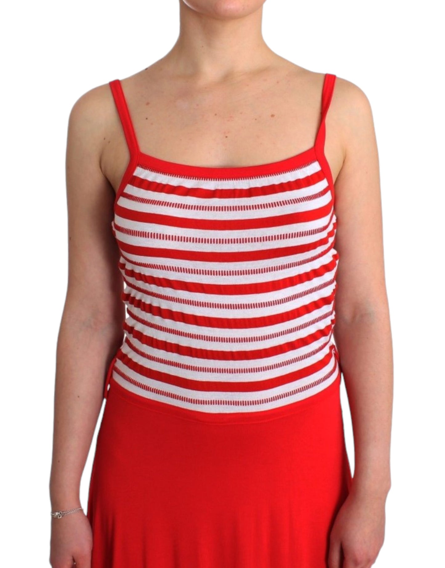 Roccobarocco Robe trapèze en jersey rayé rouge