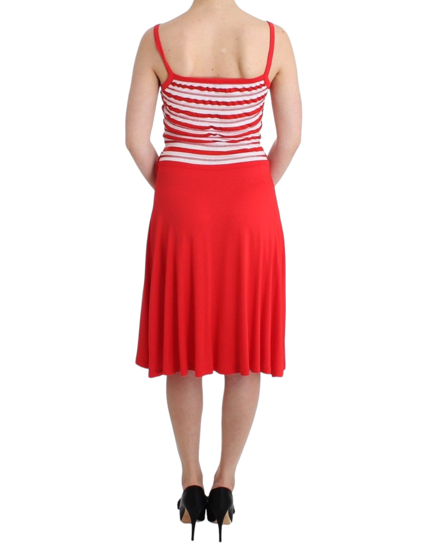 Roccobarocco Robe trapèze en jersey rayé rouge