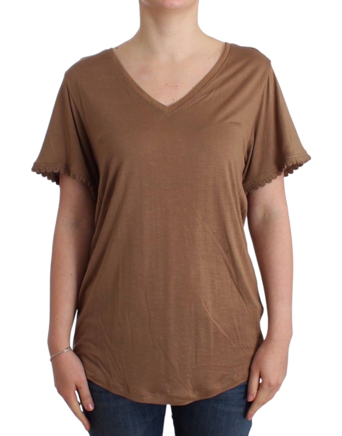 Bruine top met korte mouwen van John Galliano