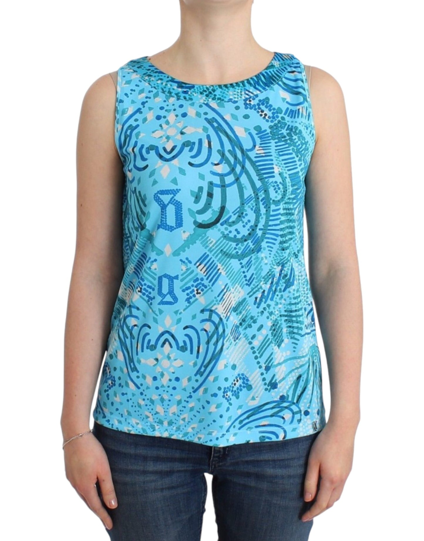John Galliano tanktop met blauwe print