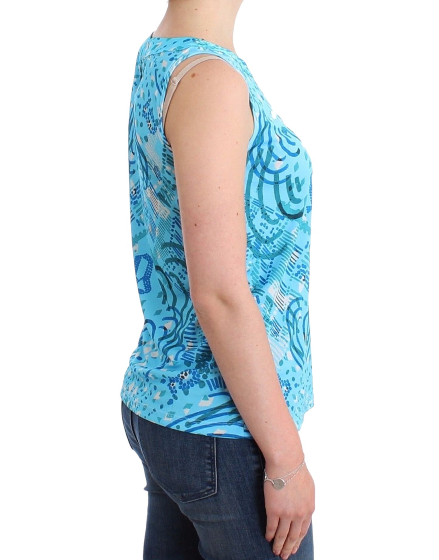 John Galliano tanktop met blauwe print
