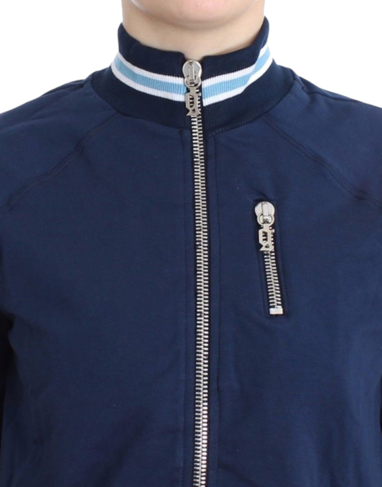 Cardigan en coton bleu à fermeture éclair de John Galliano
