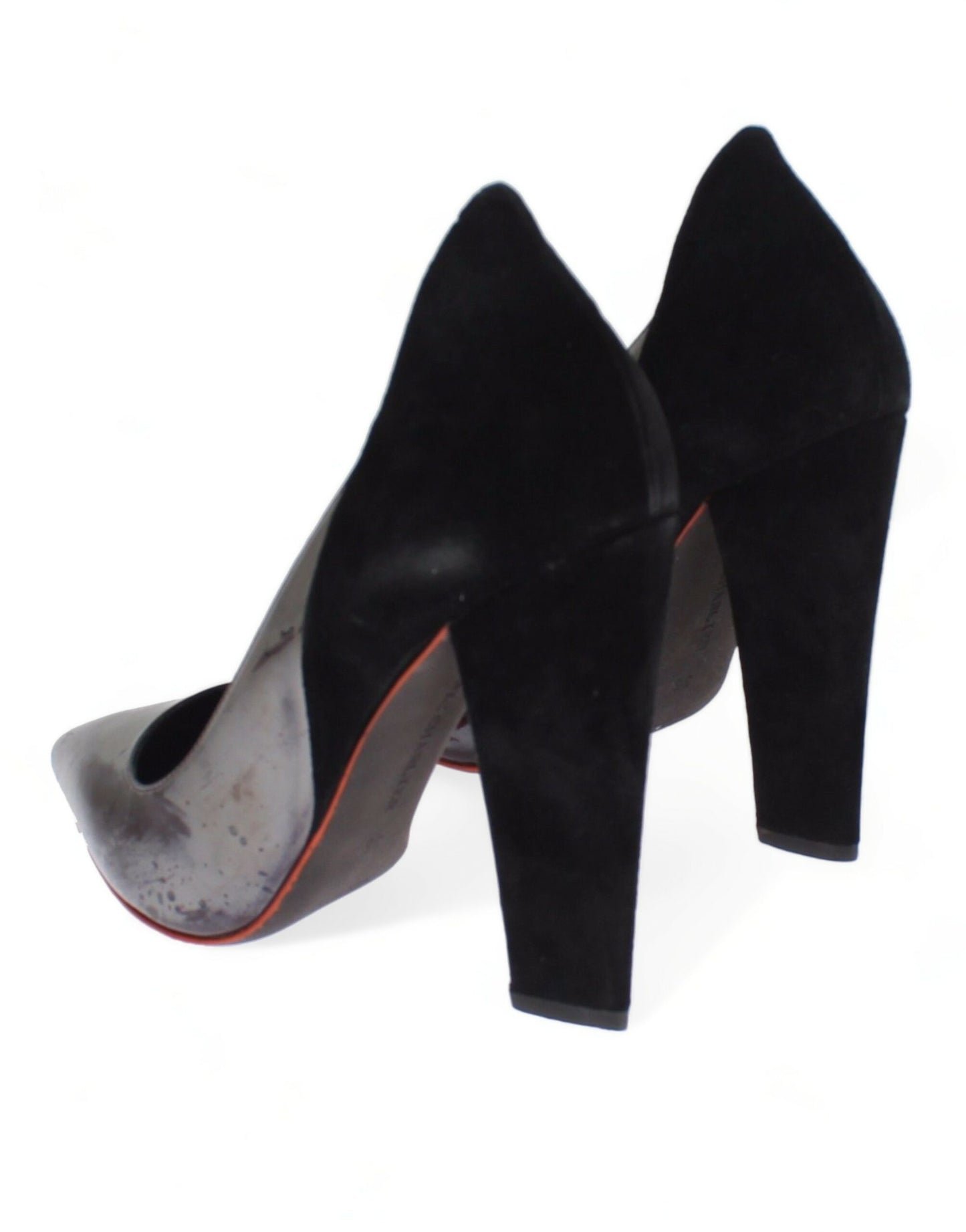 Escarpins à talons en cuir et daim gris et noir de Cédric Charlier