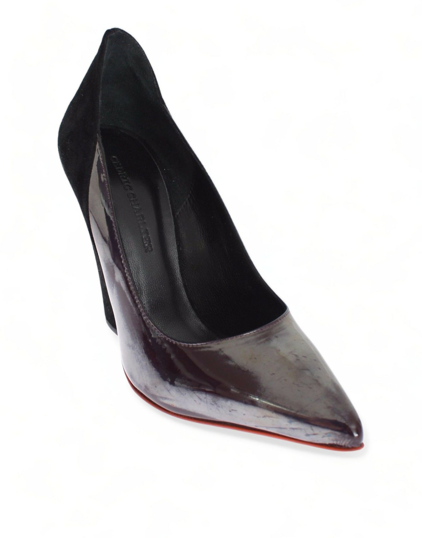 Escarpins à talons en cuir et daim gris et noir de Cédric Charlier
