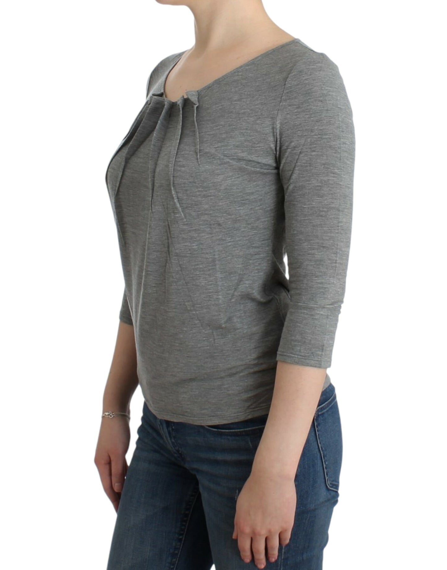 Top pull-over gris à manches 3/4 de Cavalli