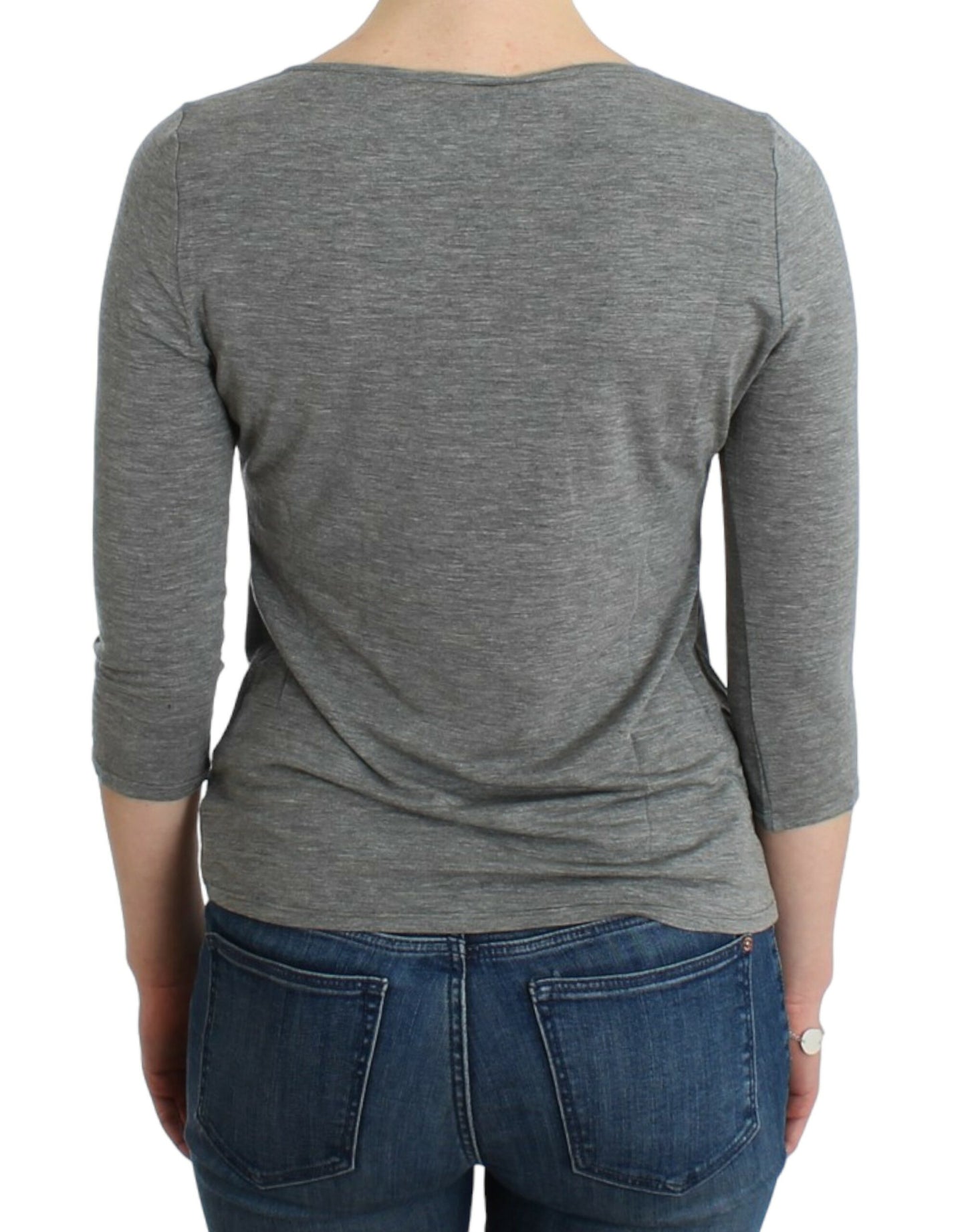 Top pull-over gris à manches 3/4 de Cavalli