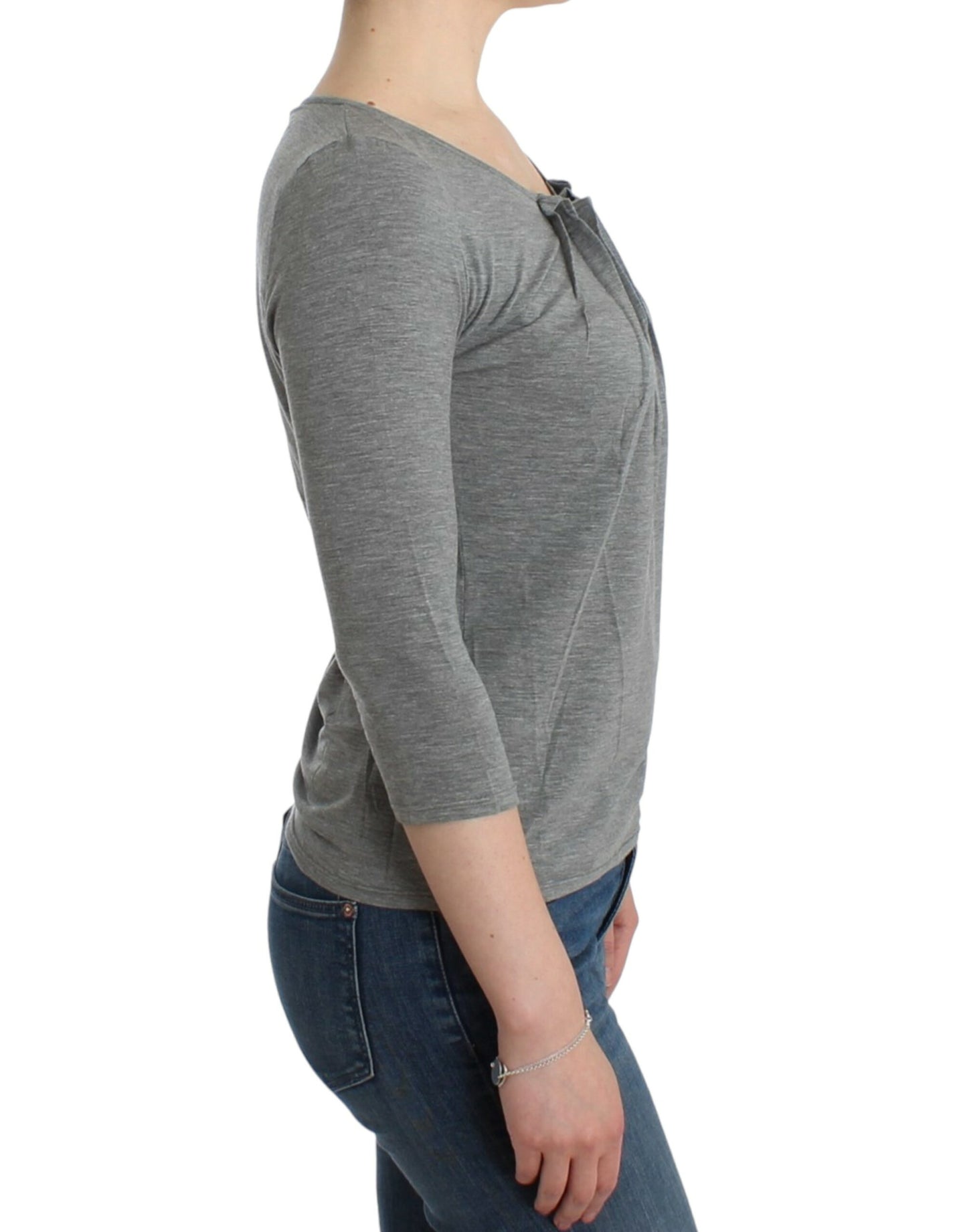 Top pull-over gris à manches 3/4 de Cavalli