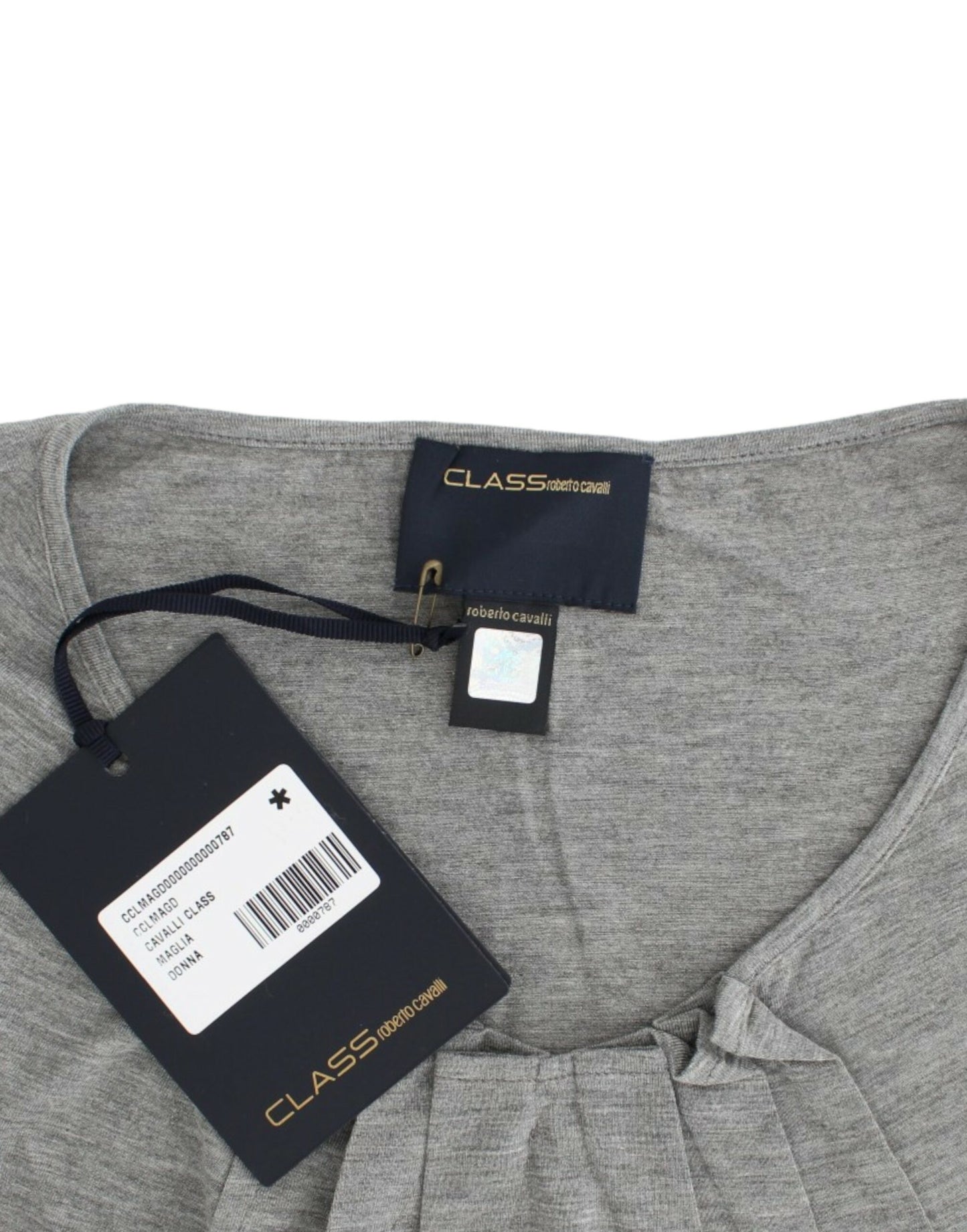 Top pull-over gris à manches 3/4 de Cavalli