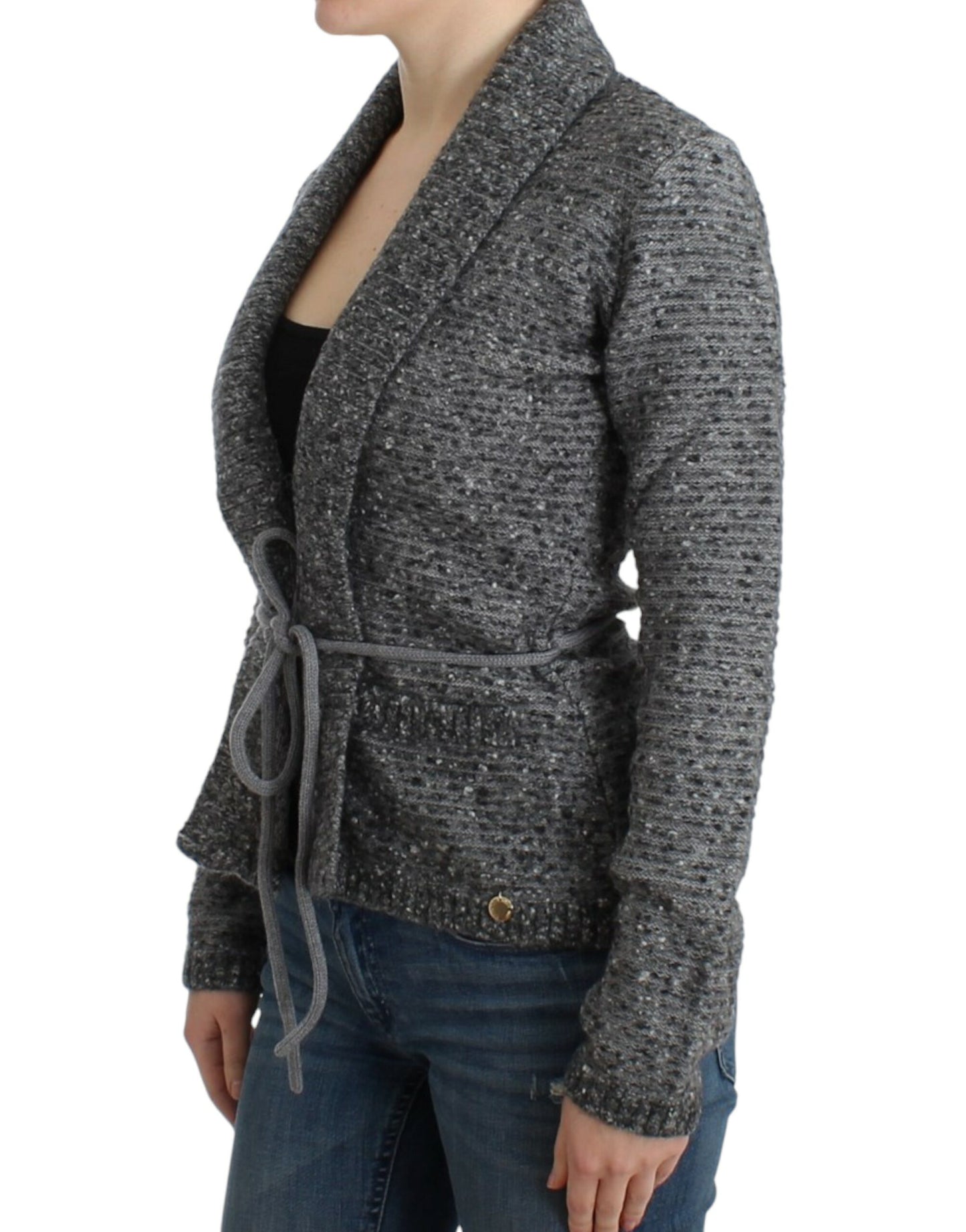 Cardigan en laine grise à porter sur les épaules de Cavalli
