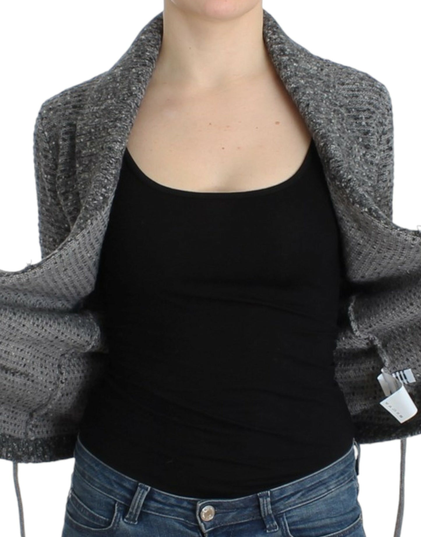 Cardigan en laine grise à porter sur les épaules de Cavalli