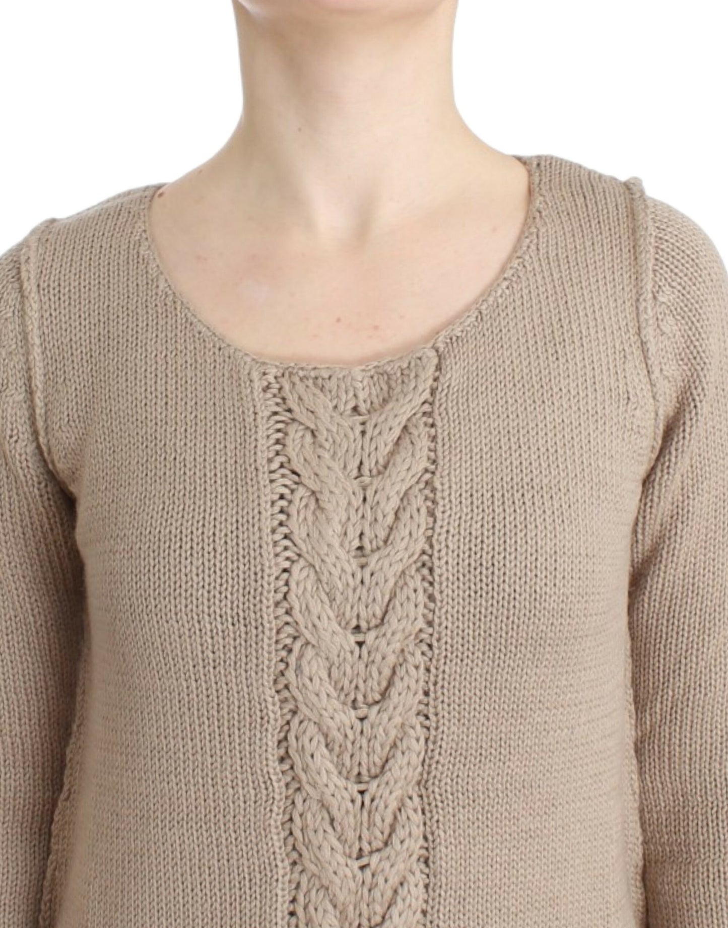 Pull en laine beige tricoté de Cavalli