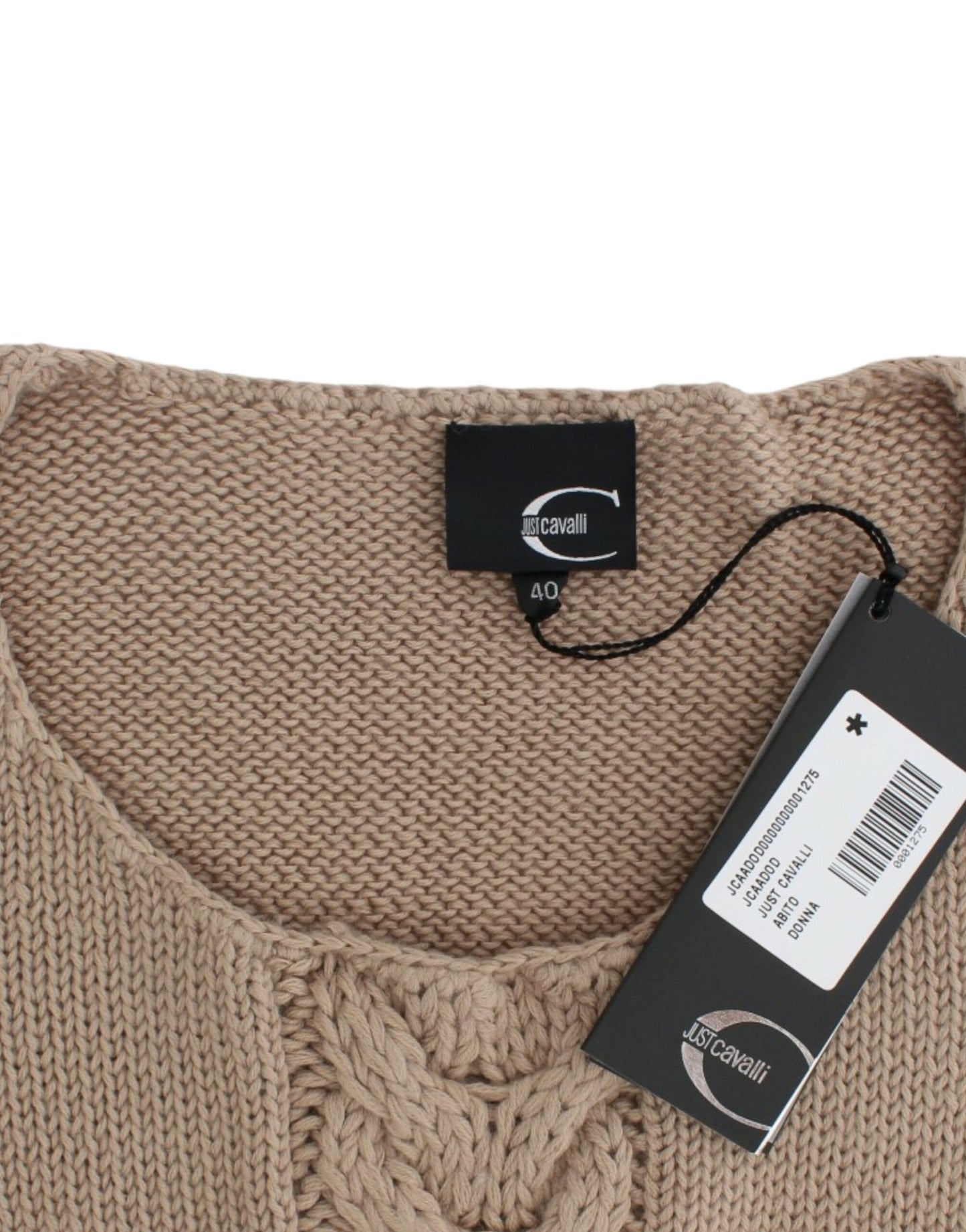 Pull en laine beige tricoté de Cavalli