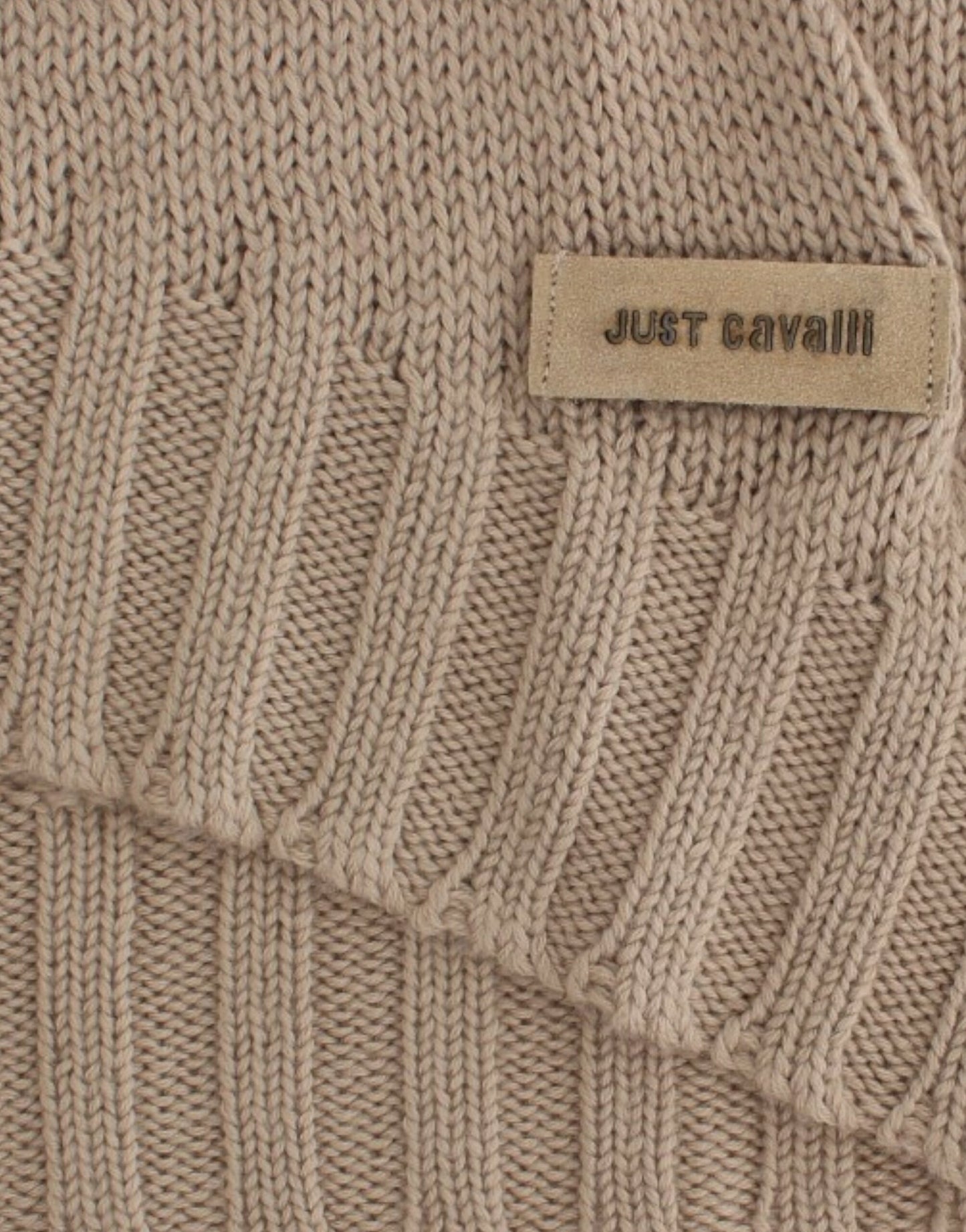 Pull en laine beige tricoté de Cavalli