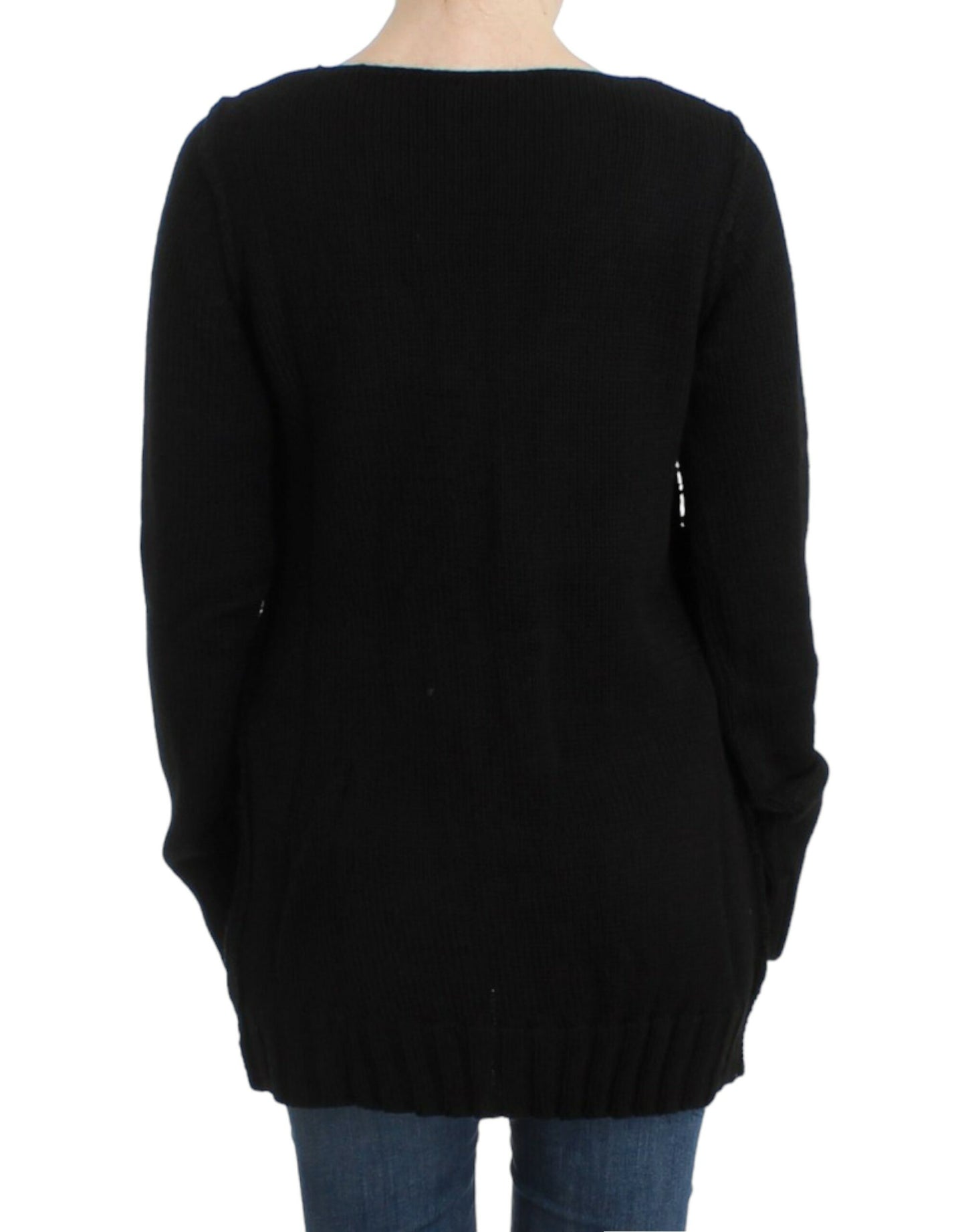 Pull en laine noire à maille de Cavalli