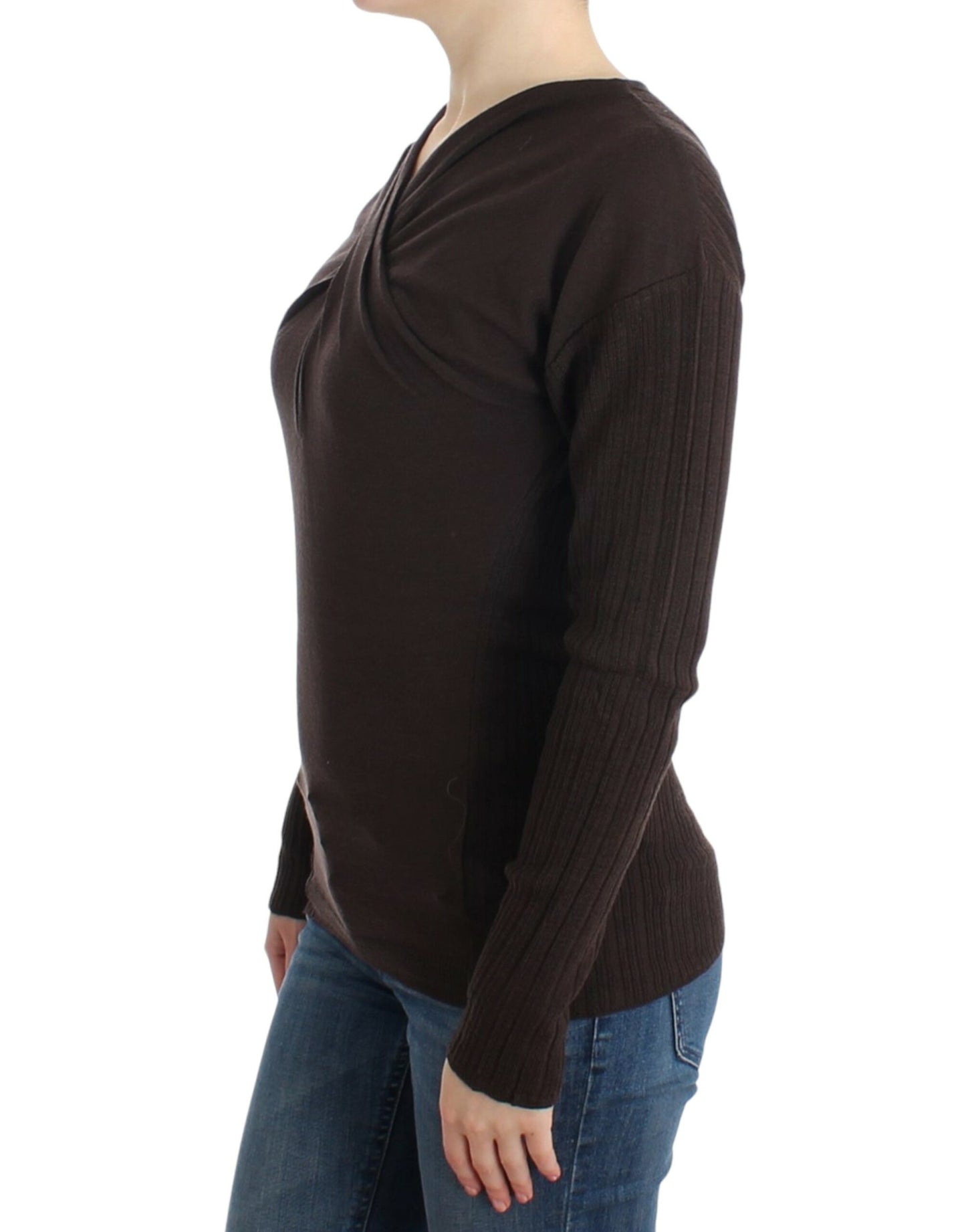 Pull en laine tricotée marron de Cavalli
