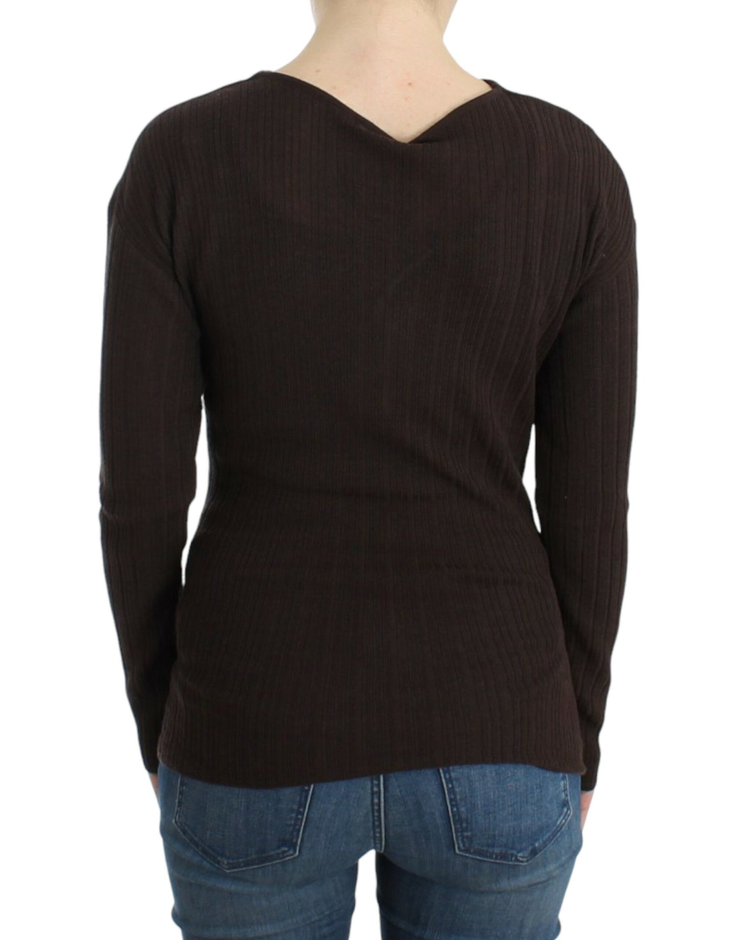 Pull en laine tricotée marron de Cavalli