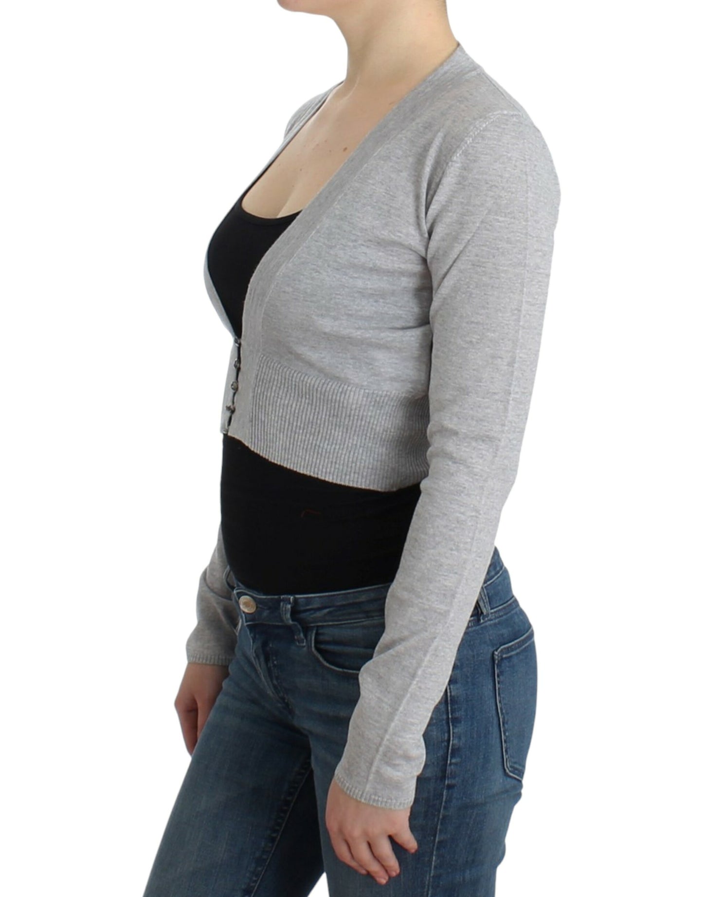 Cardigan court en laine gris de Cavalli
