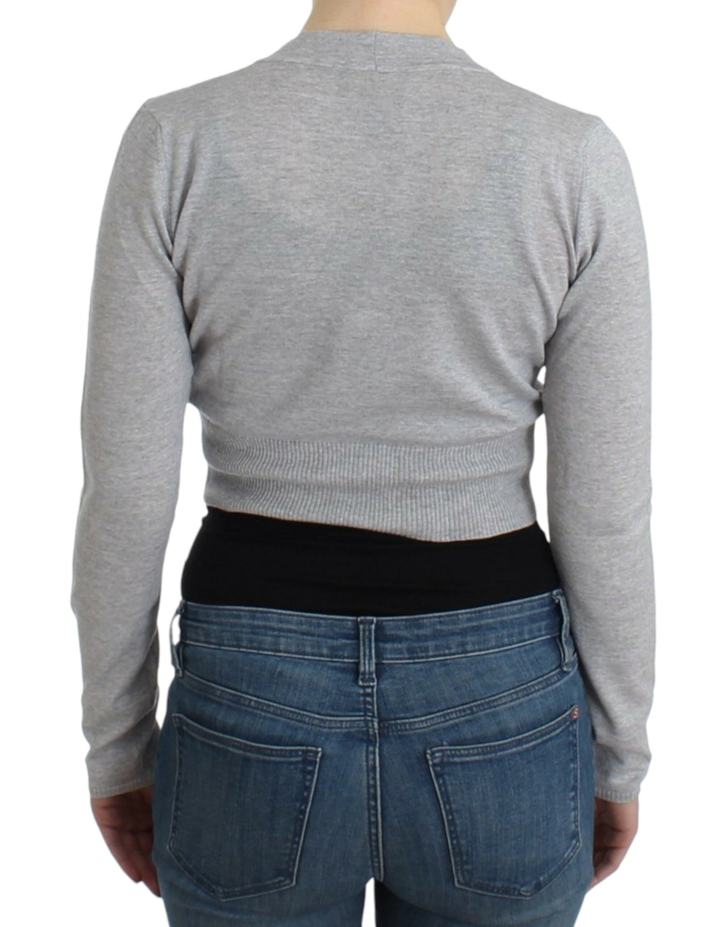 Cardigan court en laine gris de Cavalli