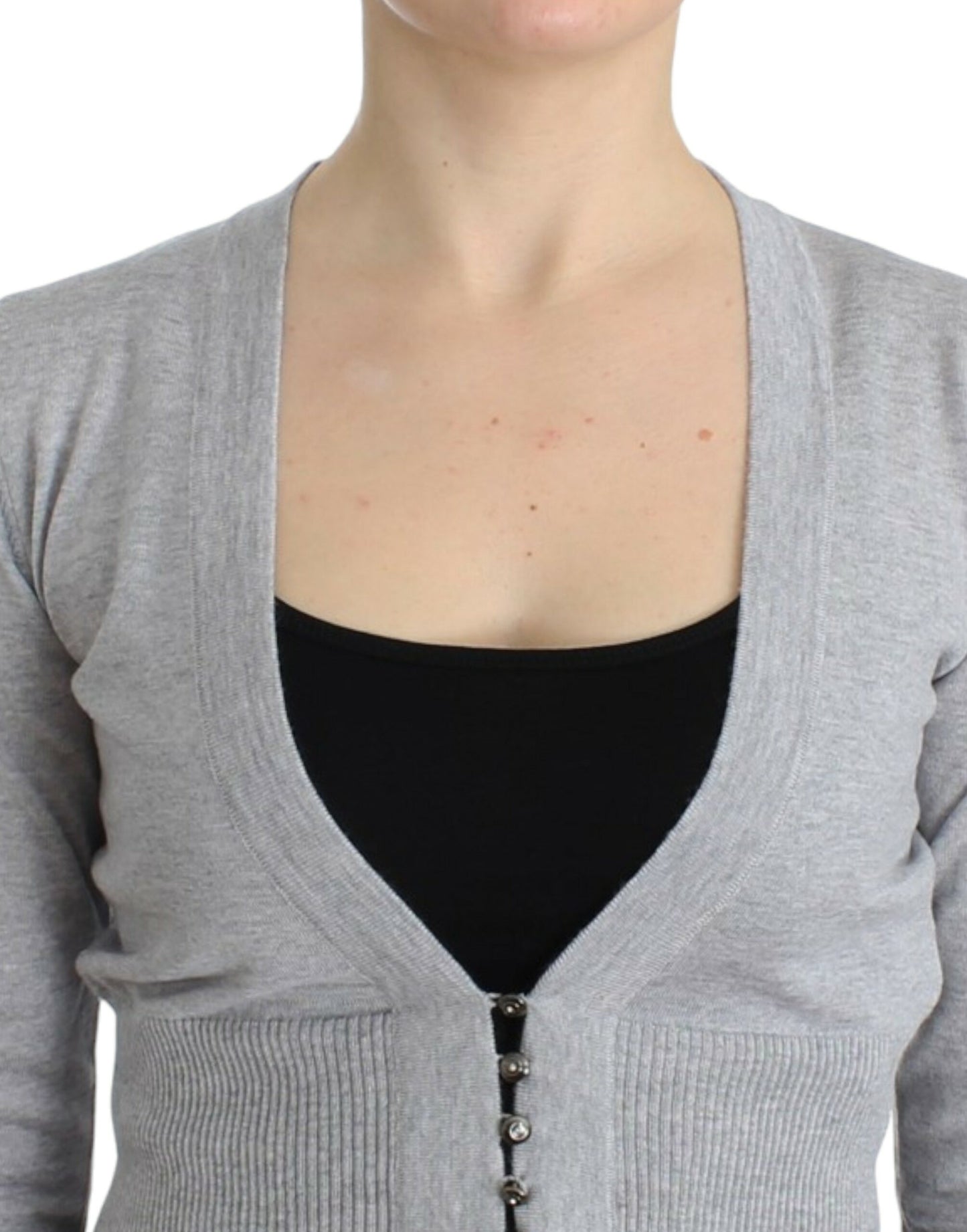 Cardigan court en laine gris de Cavalli