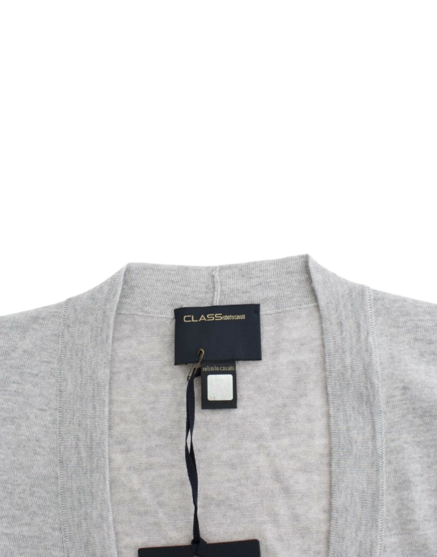 Cardigan court en laine gris de Cavalli
